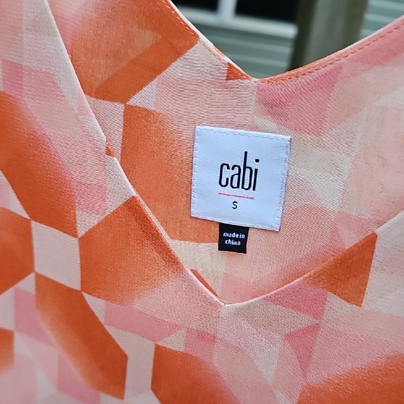 CAbi Orange and Pink Geometric Top - Picture 2 of 4